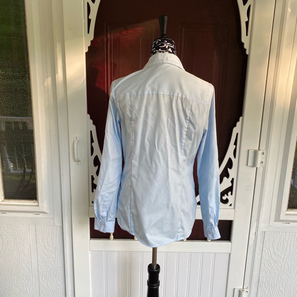 Light Blue Women's Button-Up Shirt - Classic Collared Top - Picture 2 of 12